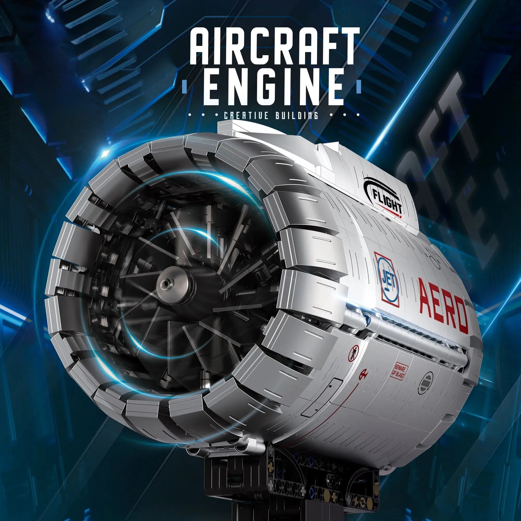 Reobrix 33019 Motor de Avión Turbofan con Movimiento | Set de Ingeniería 1800+ piezas