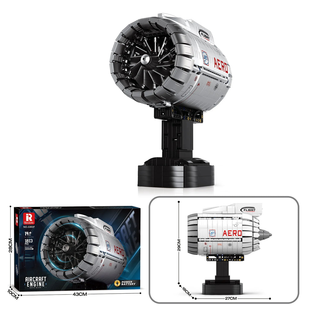 Reobrix 33019 Motor de Avión Turbofan con Movimiento | Set de Ingeniería 1800+ piezas