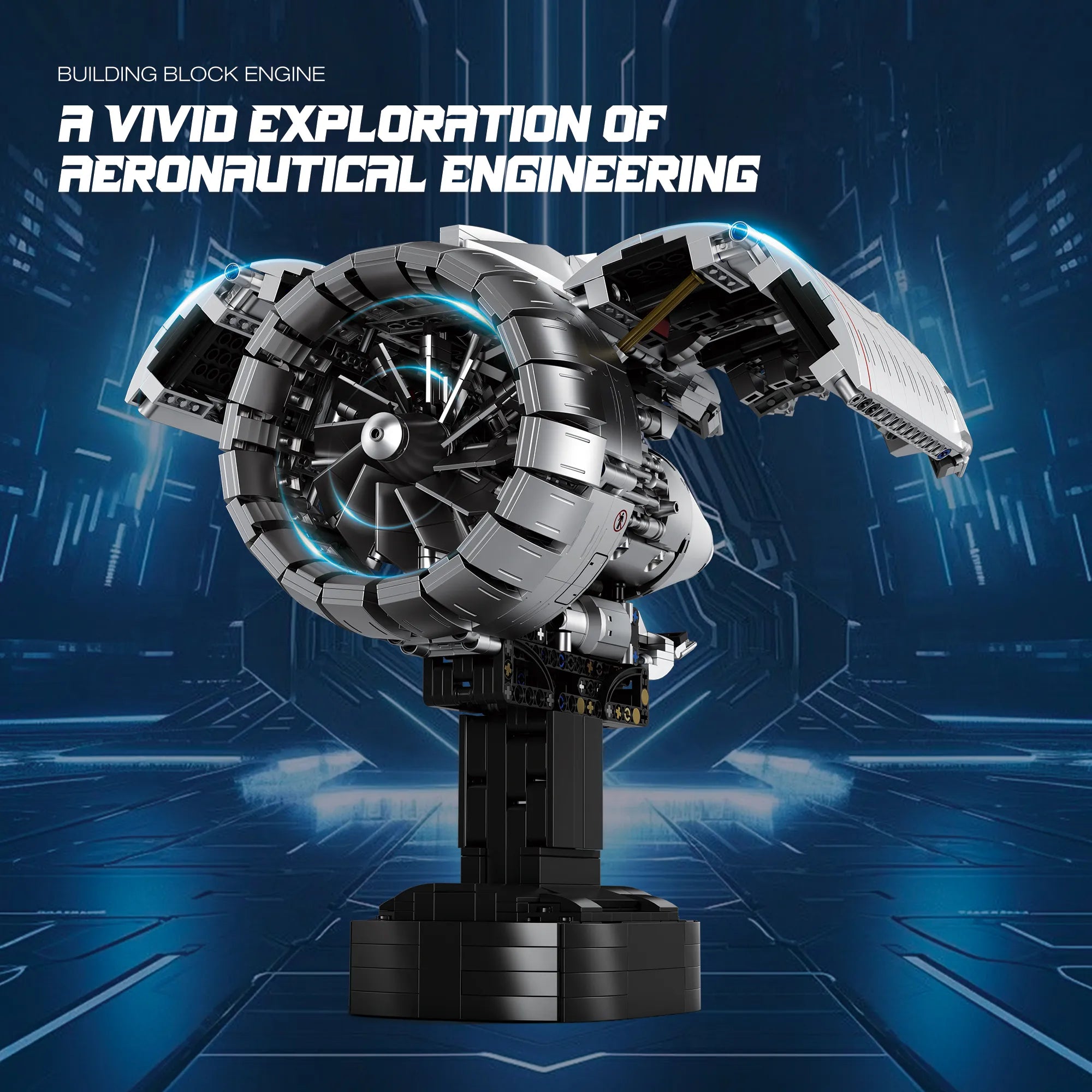 Reobrix 33019 Motor de Avión Turbofan con Movimiento | Set de Ingeniería 1800+ piezas