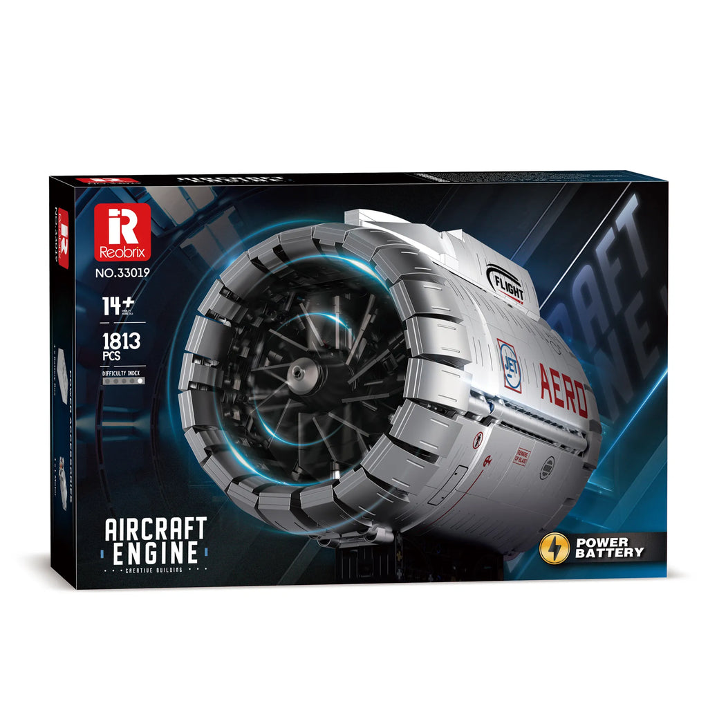 Reobrix 33019 Motor de Avión Turbofan con Movimiento | Set de Ingeniería 1800+ piezas